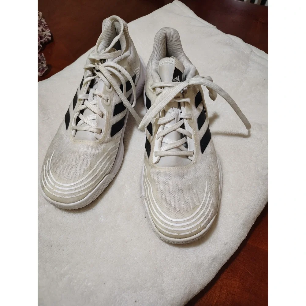 Adidas CourtJam Bounce Tennis Shoes Mens 8.5 White Black GZ0602 Sneakers‎